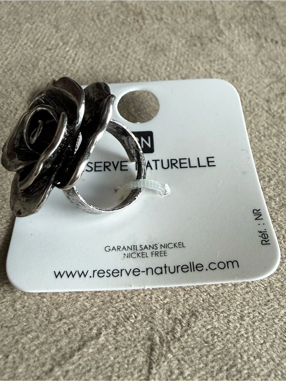 Nickels Silver Floral Rose Cocktail Ring